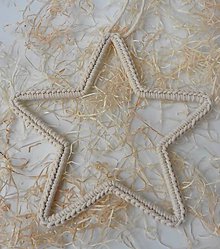 Dekorácie - Handmade háčkovaná závesná dekorácia (nielen vianočná) - hviezda (Hviezda (z 3 mm šnúry) - farba prírodná (smotanová)) - 11400072_