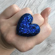 Prstene - Živicový prsteň modré srdce - 11402493_