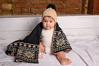 Detský textil - Detská deka,"Nórsky vzor", OEKO-TEX® - Čierno-Hnedá - 11403744_
