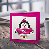 Papiernictvo - Tučniaci v svetríku - vianočné pohľadnice - 11402916_
