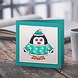 Papiernictvo - Tučniaci v svetríku - vianočné pohľadnice - 11402920_