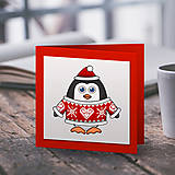 Papiernictvo - Tučniaci v svetríku - vianočné pohľadnice - 11402921_