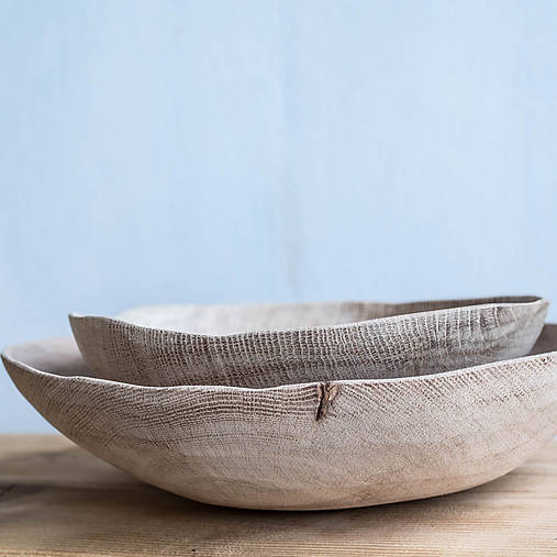 Nádoby - misa drevená, M (Béžová - prírodné drevo) - 11408465_