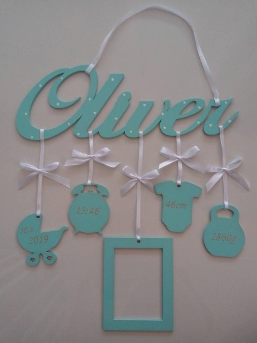 Tabuľky - Meno s údajmi dieťa + fotoramik - 11408141_