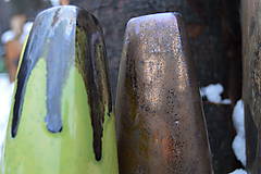 Dekorácie - Vázy bronzové, zelené - TRIO - 11410453_