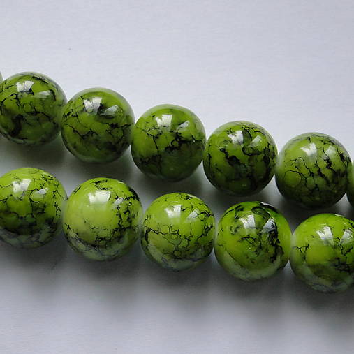 Sklenené potiahnuté korálky (12mm-zelená-1ks)