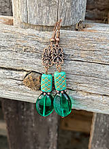Smaragdové oválky s tyrkysovou - náušnice 
