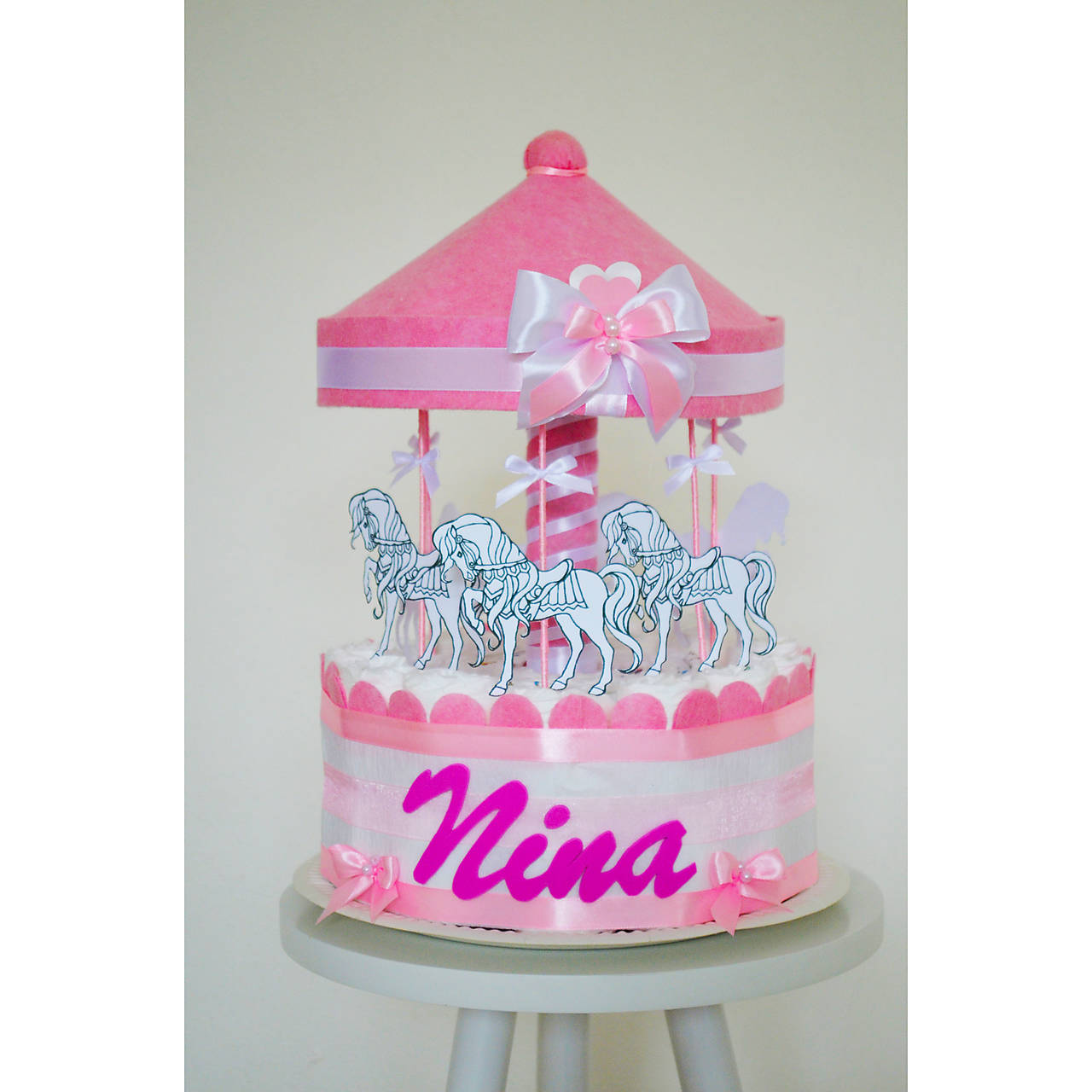 MIDI Plienková torta KOLOTOČ (Veľkosť plienok č.2 (3 - 6kg))