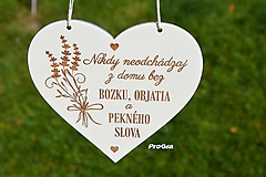 Tabuľky - Levanduľové biele srdiečko s citátom - 11413244_