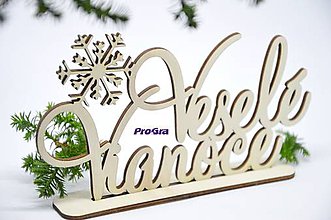 Dekorácie - Veselé Vianoce - nápis na stojančeku - AKCIA - 11412385_