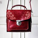 Kabelky - Kožená kabelka Floral satchel *burgungy* - 11412110_