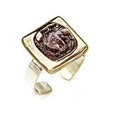 Prstene - Dámsky prsteň hnedé bublinkové sklo, chirurgická oceľ, platina - 11412404_