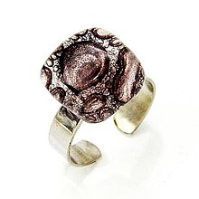 Prstene - Dámsky prsteň hnedé bublinkové sklo, chirurgická oceľ - 11412402_