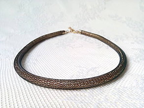 Náhrdelníky - Zlato-hnedý vintage náhrdelník - 11415496_