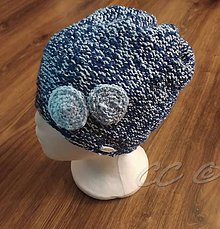 Čiapky, čelenky, klobúky - Modré moderné (Modro-sivá trblietavá kratšia) - 11415225_