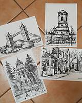Obrazy - Kresba - moje milované mesto - na želanie (Hnedým perom) - 11415525_