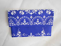 FLORAL FOLK " Modrotlač ", spoločenská kabelka (Parížska modrá + biely vzor)