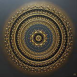 Obrazy - Mandala ÚSPECH A HOJNOSŤ (gold-black) 60 x 60 - 11418402_