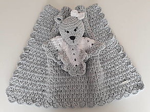 Detský textil - Háčkovaná deka s medvedíkom - 11419729_