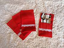 Úžitkový textil - Vianočný obal na príbor - červený s čipkou - 11419249_