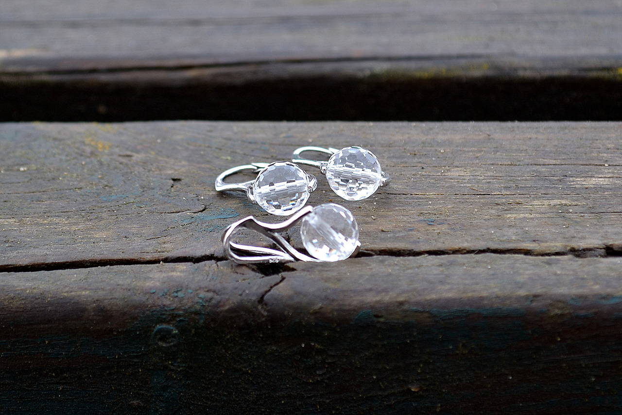 Sada Krištáľ v rhodiovanom striebre