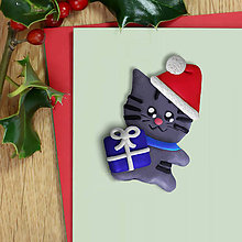 Magnetky - Vianočná mačička - magnetka (Murko) - 11422622_