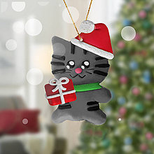Dekorácie - Vianočná mačička na stromček (murovaná) - 11422847_