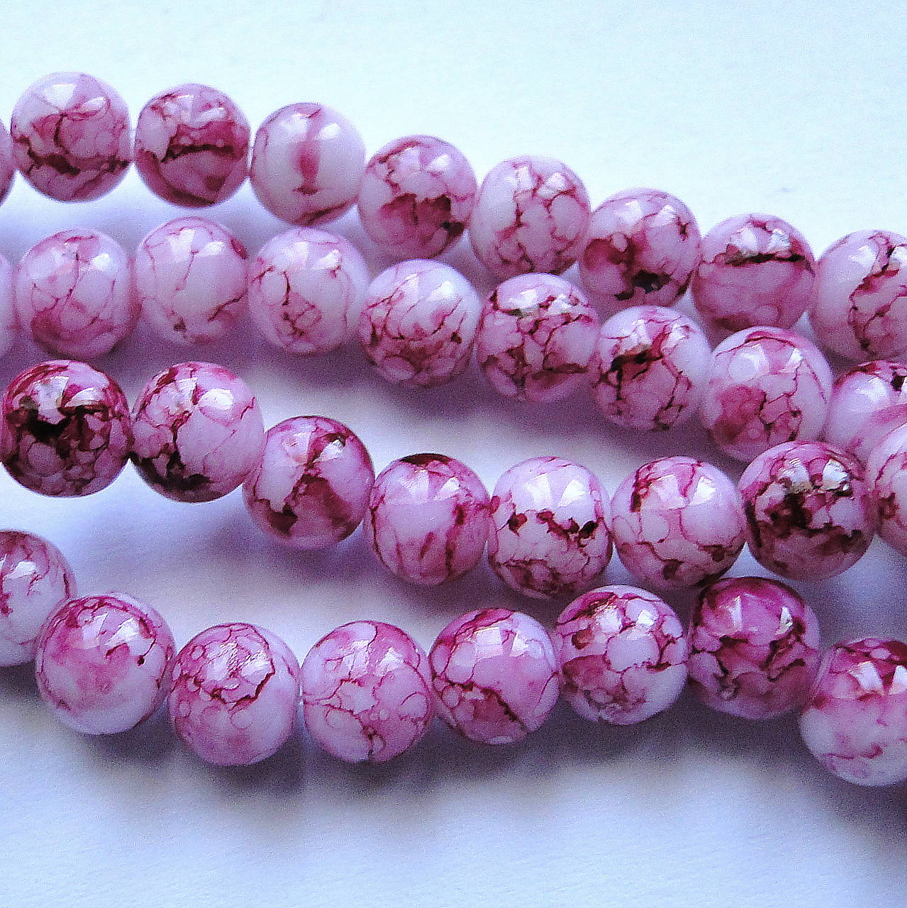 Sklenené potiahnuté korálky (6mm-ružovofialová-20ks)