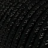 Iný materiál - Kábel s trblietavým povrchom, Umelý hodváb, Čierna farba, 2 x 0.75mm, 1 meter - 11426016_