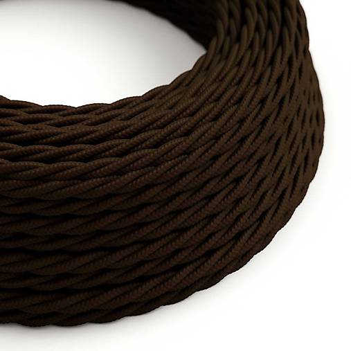Kábel dvojžilový skrútený v podobe textilnej šnúry tmavo hnedej farbe, 2 x 0.75mm, 1 meter