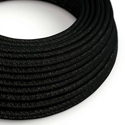 Kábel s trblietavým povrchom, Umelý hodváb, Čierna farba, 2 x 0.75mm, 1 meter