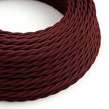 Komponenty - Kábel dvojžilový skrútený v podobe textilnej šnúry v tmavo červenej farbe, 2 x 0.75mm, 1 meter - 11425940_