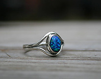 Prstene - Strieborný prsteň so zeleno modrým opálom - 11426351_