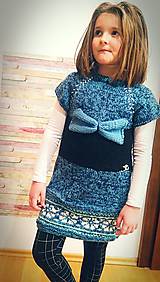 Detské oblečenie - Pletené modré šaty - 11429664_