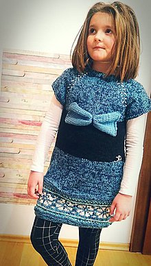Detské oblečenie - Pletené modré šaty - 11429664_