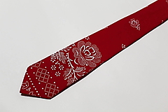 Pánske doplnky - pánska kravata "modrotlač" červená - 11430249_