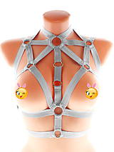 Spodná bielizeň - women body harness, postroj bielz otvorená podprsenka pastel gothic postroj body harness lingerie q10 (Šedá) - 11438124_