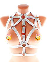 Spodná bielizeň - women body harness, postroj, otvorená podprsenka pastel gothic postroj body harness lingerie (Fialová) - 11438145_