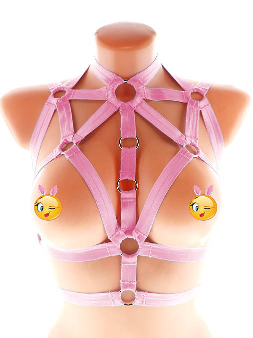 women body harness, postroj bielz otvorená podprsenka pastel gothic postroj body harness lingerie q10 (Šedá)