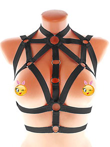 Spodná bielizeň - women body harness, postroj bielizeň otvorená podprsenka pastel gothic postroj body harness lingerie q2 - 11437977_