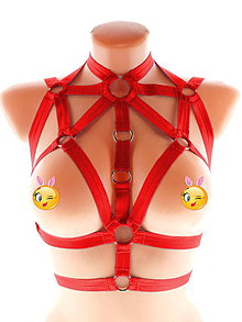 Spodná bielizeň - women body harness, postroj bielizeň otvorená podprsenka pastel gothic postroj body harness lingerie q3 - 11438003_