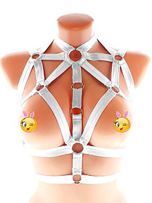 Spodná bielizeň - women body harness, postroj bielizeň otvorená podprsenka pastel gothic postroj body harness lingerie q4 - 11438013_