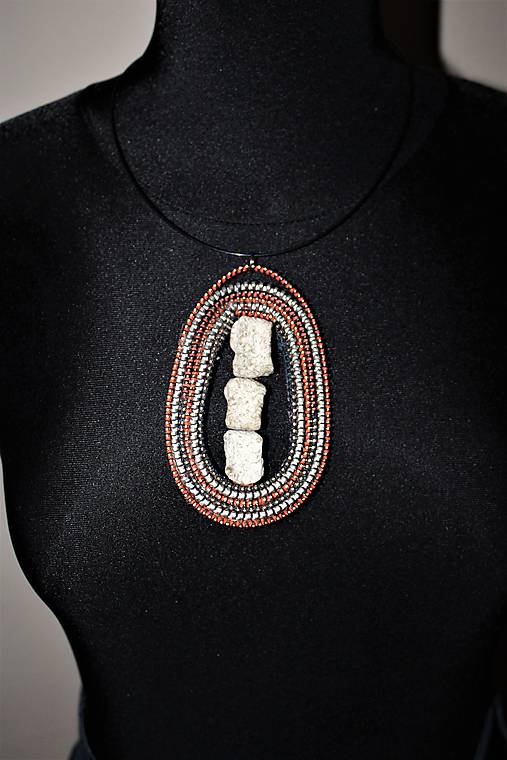 Náhrdelníky - náhrdelník boho-zipsový IV - 11436686_