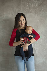  - Tričko na dojčenie Raglán Black/Red - 11436707_