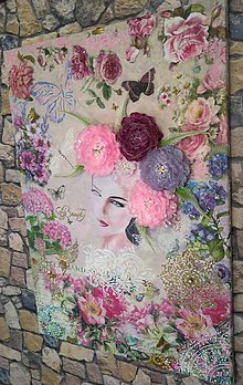 Obrazy - Nádherný, veľký 3D obraz "Žena s kvetmi" - 11439812_