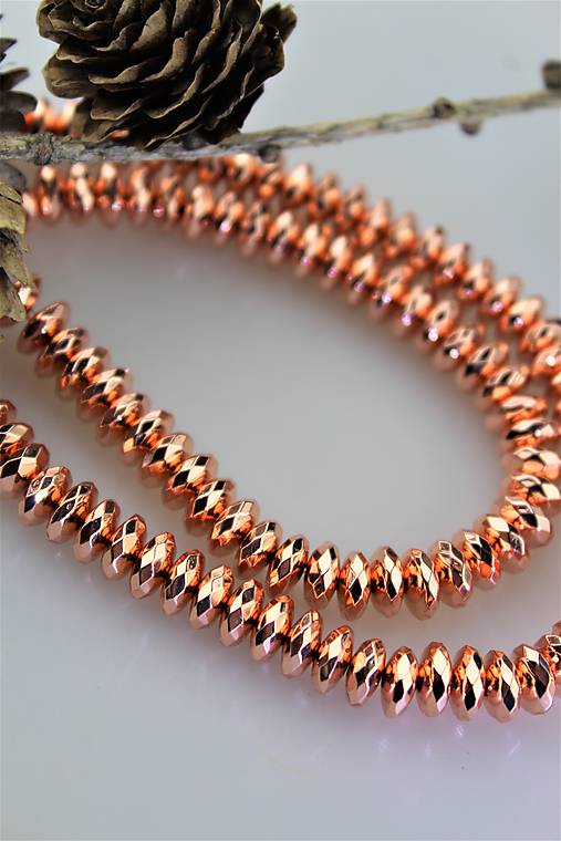Minerály - hematit korálky 4x8mm - "ružové zlato" - 11442581_