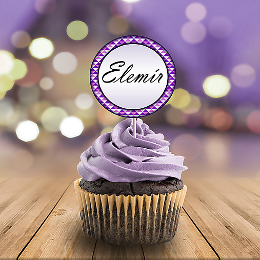 Dekorácie - Menovka na cupcake kruhová (trojuholníky) - 11440089_