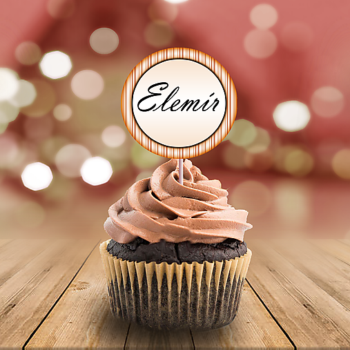 Dekorácie - Menovka na cupcake kruhová (pásiky) - 11440090_