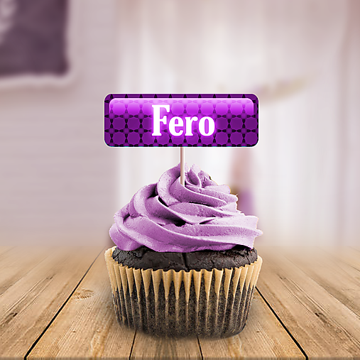 Dekorácie - Menovka na cupcake obdĺžničková (oblé rohy) (jemná textúra) - 11447882_