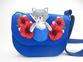 Detské tašky - Moja prvá kabelka s hračkou (s mačičkou(kráľovsky modrá)) - 11448951_